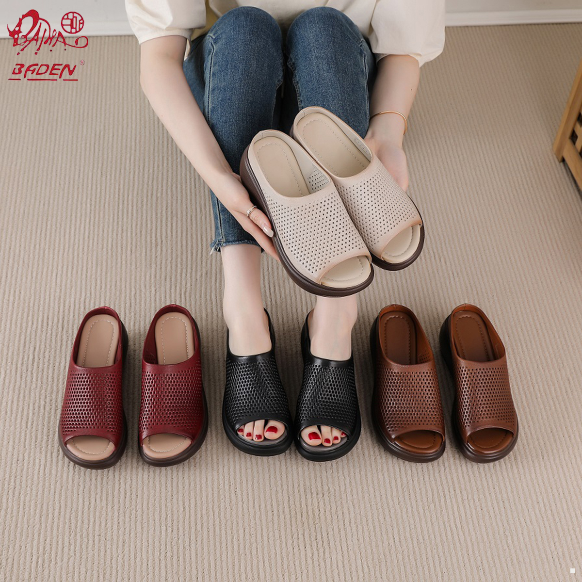 Genuine leather sandals-A01